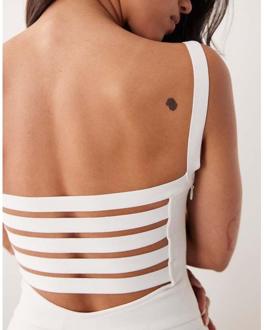 Kaiia White Exclusive 00s Sculpting Bandage Square Neck Open Back Mini Dress