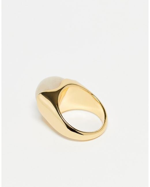 ASOS Natural – premium – ring mit bernstein-halbedelstein und 14-karat-vergoldung