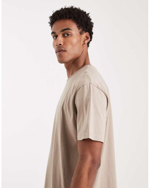 Brave Soul Natural Oversized Crew Neck T-shirt for men