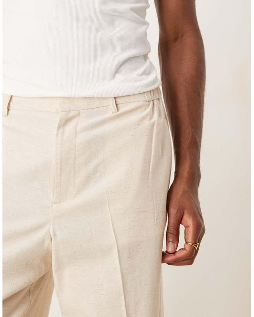 Pantalones De Vestir Color Piedra De Pernera Ancha Con Cinturilla Elástica De Algodón De (Parte De Un Conjunto)-Neutro ASOS de hombre de color Natural
