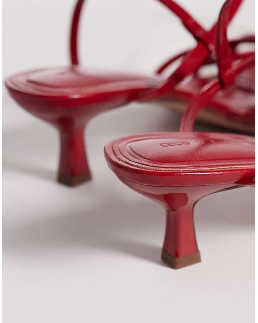 ASOS Red Haze Strappy Kitten Heel Sandals