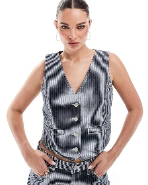 French Connection Gray Everett Denim Waistcoat Co-Ord