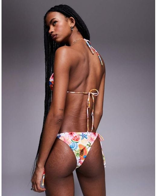 Candypants Multicolor Fruit Print Tieside Bikini Bottom