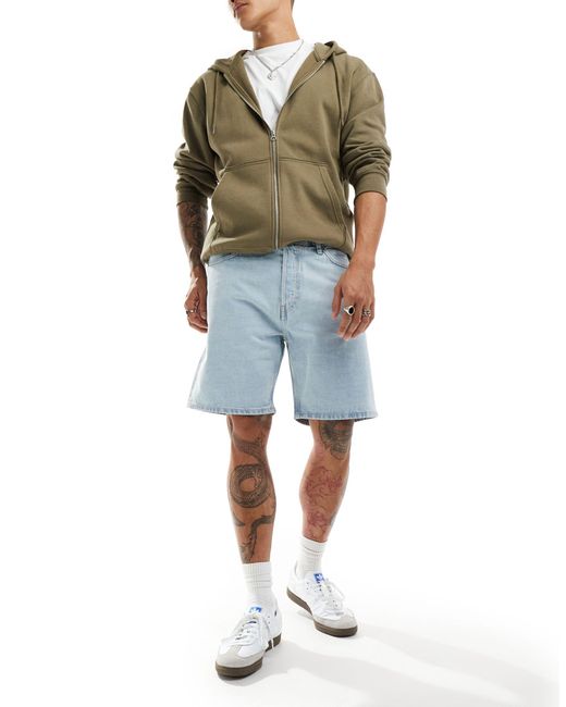 Weekday Blue Space Relaxed Fit Denim Shorts for men