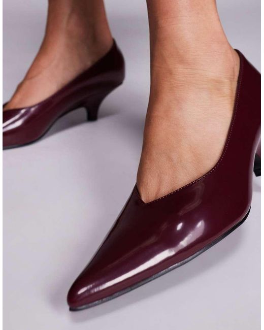 Public Desire Purple Public Desire Lunch Date Wide Fit Low Heel Court Shoes
