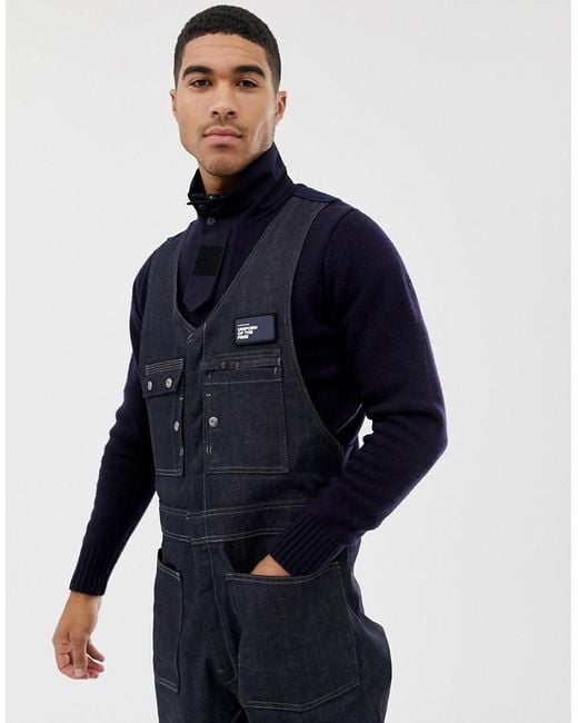 G-Star RAW Blue Utility Loose Dungarees for men