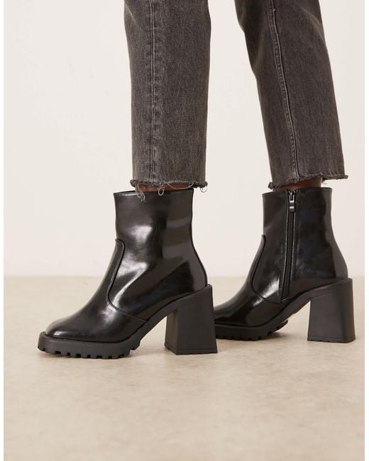 Raid Wide Fit Black Sugar Block Heeled Ankle Boots