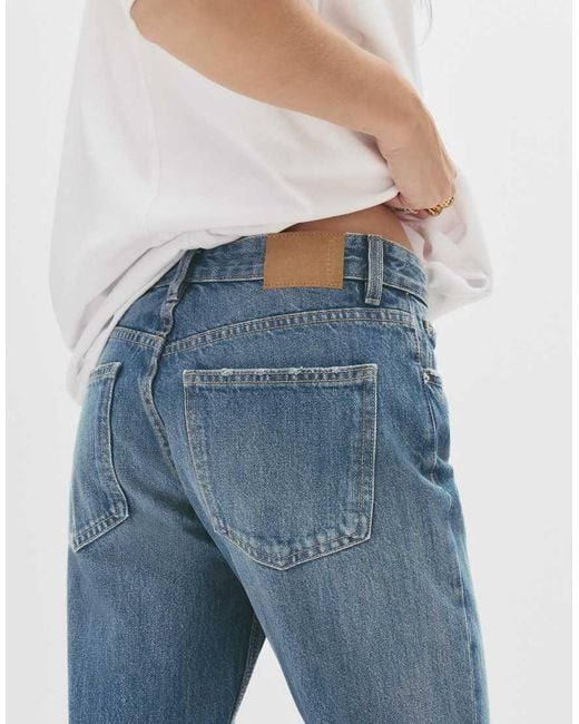Pull&Bear Blue Mid Rise Straight Leg Jean