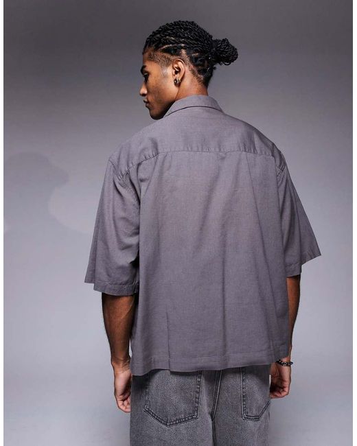 ASOS Oversized Overhemd Met Rechte Pasvorm in het Gray voor heren