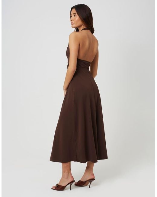 Brave Soul Brown Jersey Halterneck Midi Dress