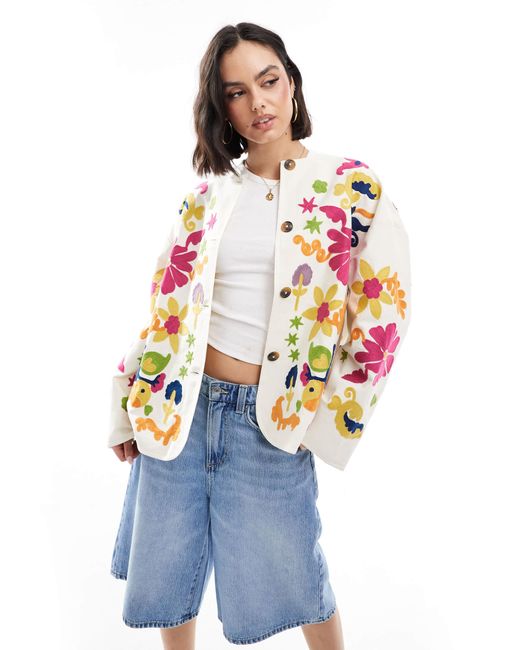ASOS White – kragenlose jacke