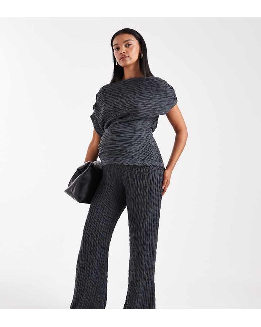 Vero Moda Blue Textured Jersey Wide Leg Trouser Co-ord