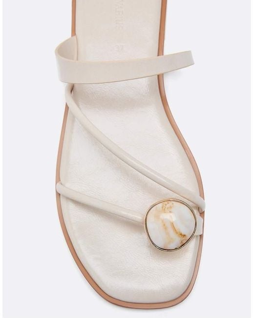 Stradivarius White Flat Sandals With Stone Detail