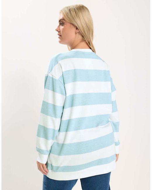 Yours Clothing Blue Jersey Stripe Sweatshirt