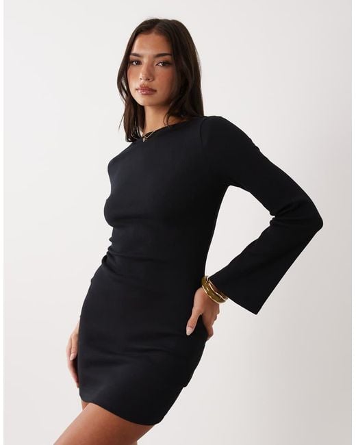 ASOS Black Cotton Rib Scoop Back Mini Dress