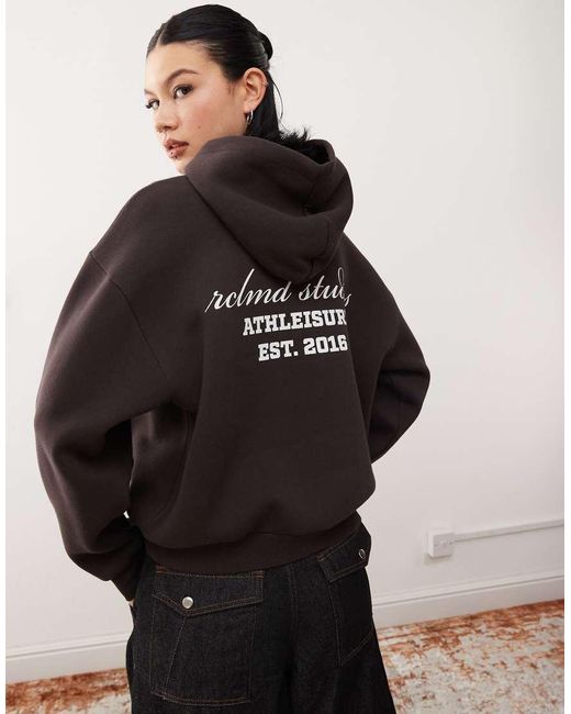 Reclaimed Vintage Black Unisex Cropped Boxy Logo Hoodie