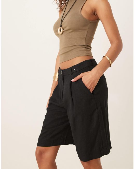 Abercrombie & Fitch Natural – bermudashorts aus leinen