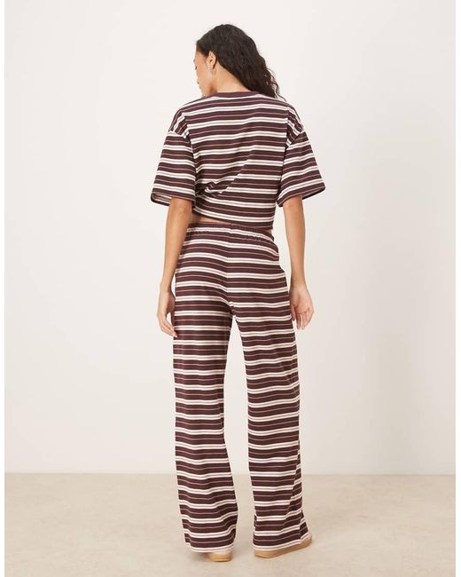 ASOS Multicolor Textured Stripe Wide Leg Trouser Co-Ord