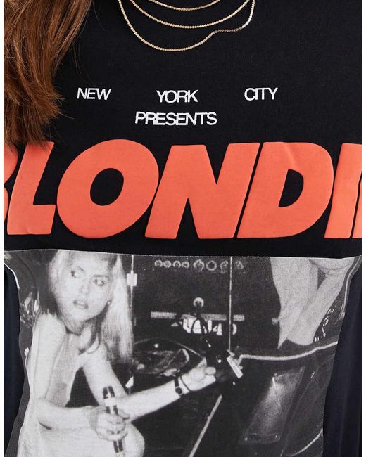 ASOS Blue Long Sleeve T-Shirt With Blondie Licence Graphic