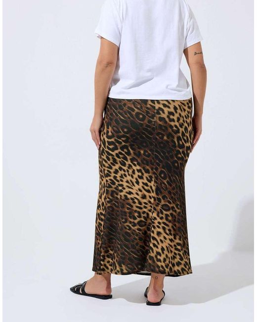 Yours Clothing Brown Leopard Print Maxi Skirt