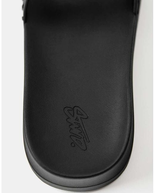 Pull&Bear Black Stwd Rubberised Sandals for men