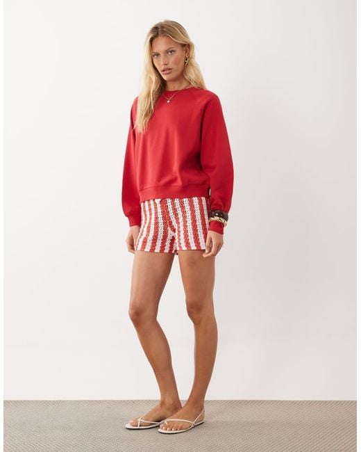 Mango Red Teen Sweatshirt With Puff Sleeves