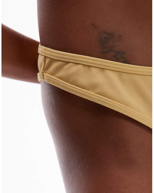 TOPSHOP Brown Miami Frill High Leg Brief Bikini Bottoms