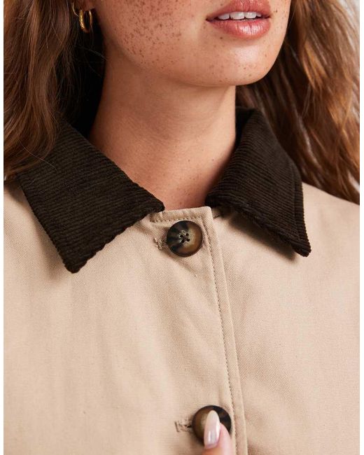 Brave Soul Natural Canvas Barn Jacket With Corduroy Collar