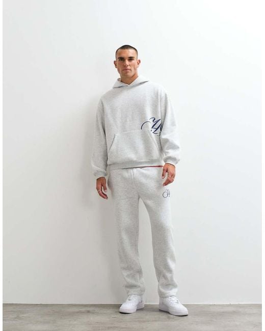 ASOS Gray Oversized Polycotton Hoodie With Pigment Print for men