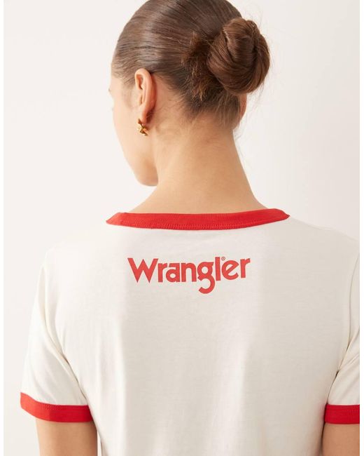 Wrangler White X Stranger Things Upside Down Graphic Print Ringer T-Shirt