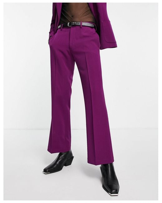 ASOS Flare Suit Trousers in Purple for Men - Lyst