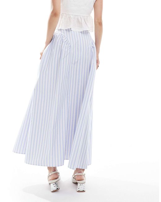 ASOS White – voluminöser, gestreifter maxirock mit nahtdetails