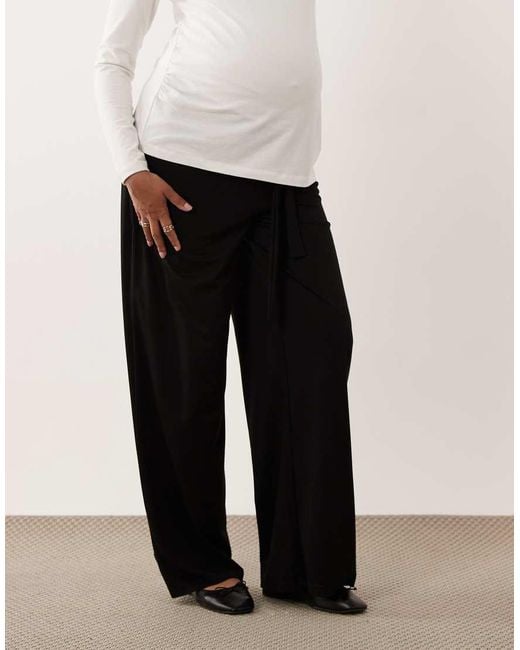 Mama.licious White Mamalicious Maternity Tie Waist Wide Leg Jersey Pants