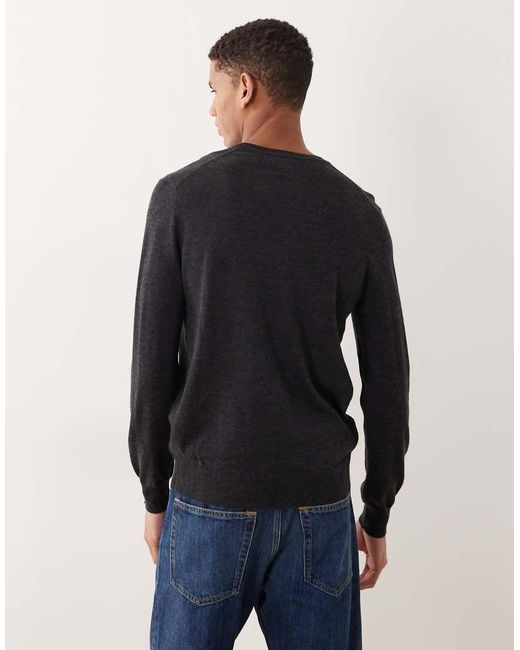 Polo Ralph Lauren Black Icon Logo V-neck Merino Wool Knit Jumper for men