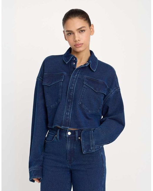GOOD AMERICAN Blue Jeanius Cropped Jacket