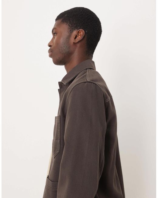 ARKET Brown Overdyed Twill Shacket for men