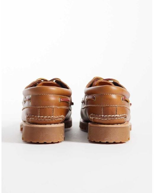 Timberland Brown 3 Eye Boat Shoes for men