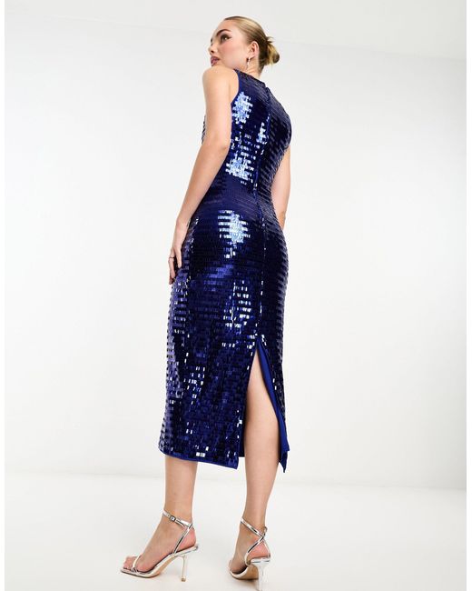 EVER NEW Blue Shard Sequin Midi Dress