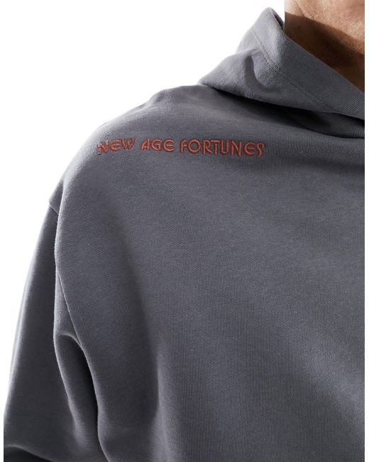 Sweat à capuche oversize avec imprimé - délavé ASOS pour homme en coloris Gray