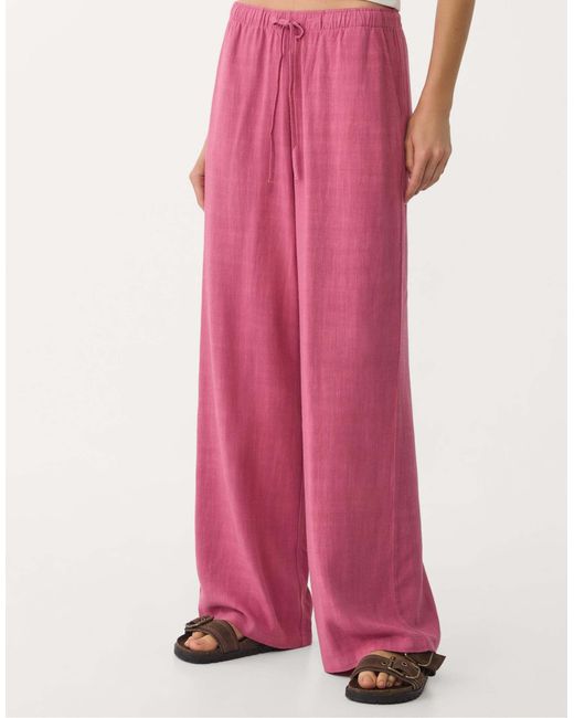Stradivarius Pink – leinenmix-hose