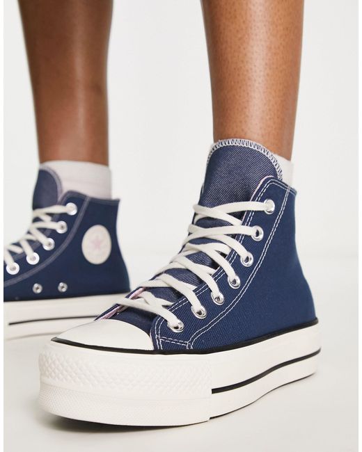 Converse Chuck Taylor All Star Lift Denim Fashion Sneaker in Blue | Lyst