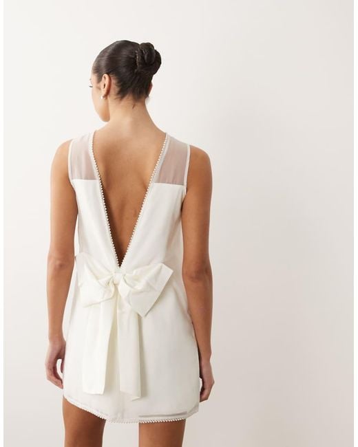 Abercrombie & Fitch White Bow Back Bridal Mini Dress