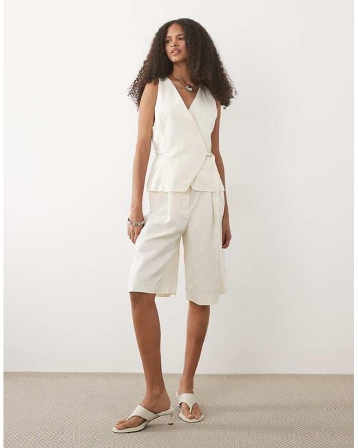 Mango White Tailored Tie Waist Jumpsuit