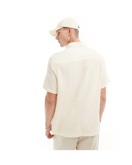 ASOS White Short Sleeve Relaxed Revere Collar Shirt for men