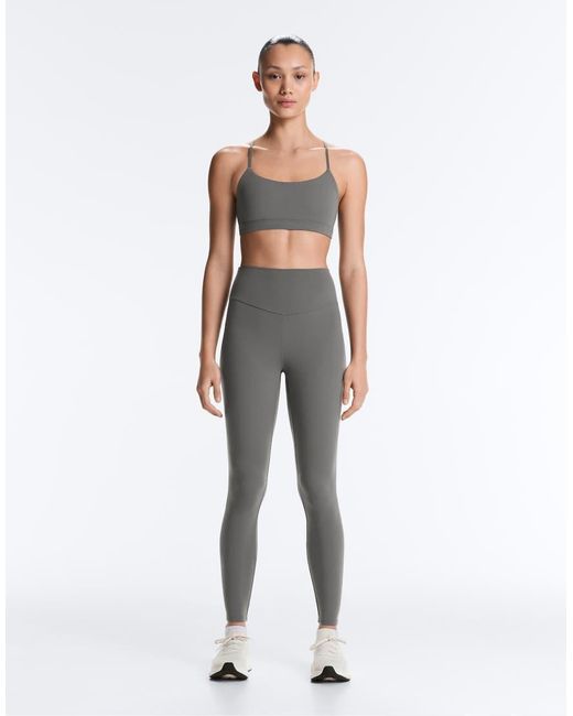 Oysho Gray Comfortlux Light-support Sports Bra With Crossover Straps