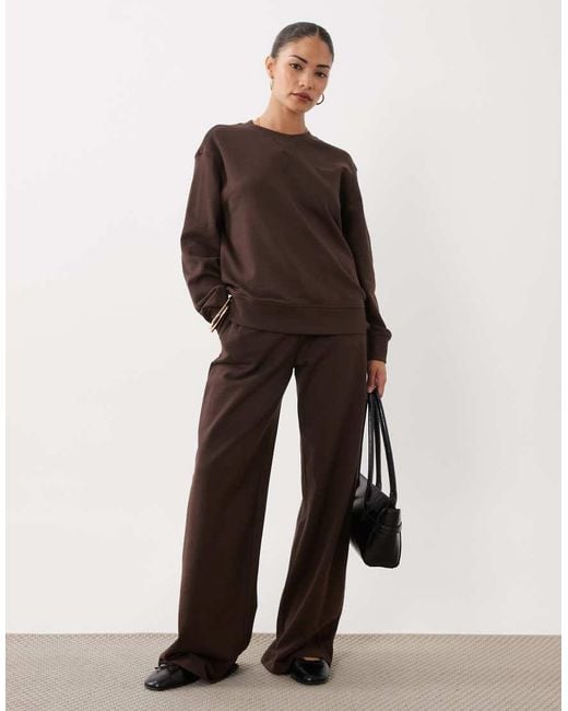 JDY Petite Brown Jersey Sweatshirt Co-ord