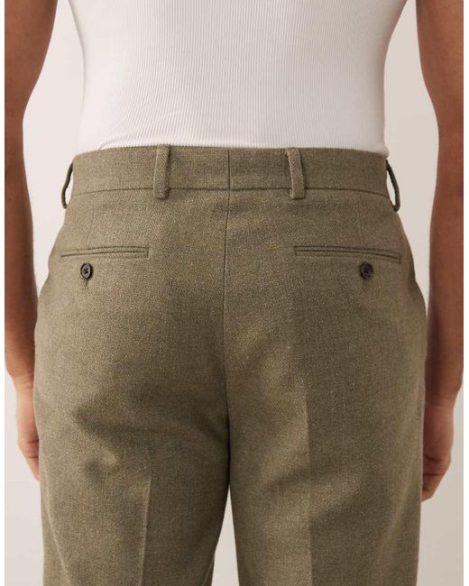 ASOS Natural Tailored Straight Leg Pants With Wool Blend for men