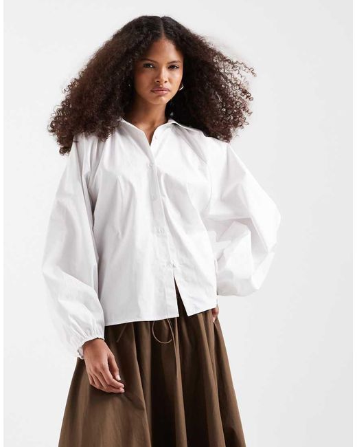 ASOS White Oversized Bubble Sleeve Shirt