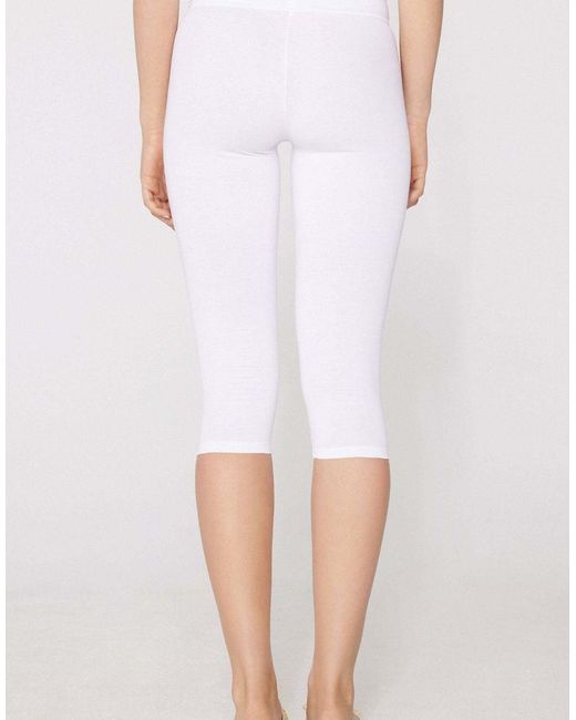 Tezenis White Cotton Capri Leggings