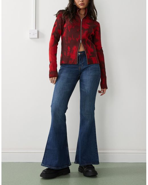 Katsumi - jean bootcut évasé à taille basse - océan foncé délavé Monki en coloris Blue